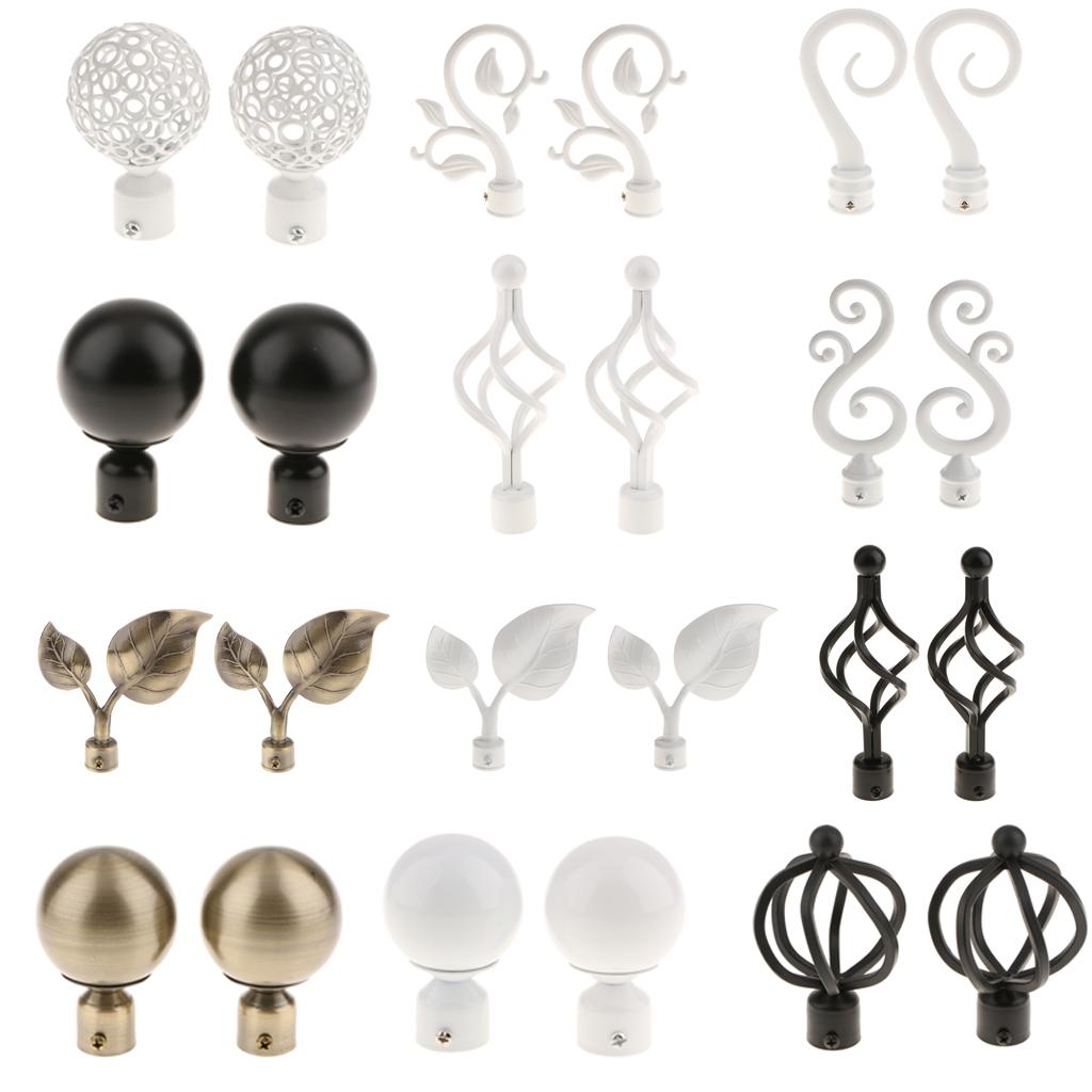Iron Curtain Pole Brackets Window Curtain Accessories Curtain Rods End Caps for Home Decor Hotel Bar Wall Mounted Support