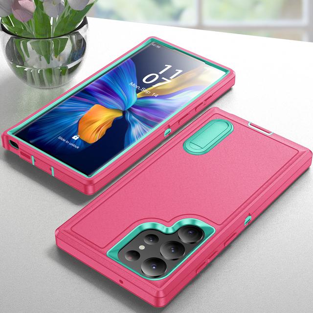 

Противоударный пылезащитный чехол для мобильного телефона для Samsung Galaxy S23 Ultra S22 Plus A14 A13 A53 5g с подставкой, задняя крышка, чехол for A14 5G SM-A146 розы красного