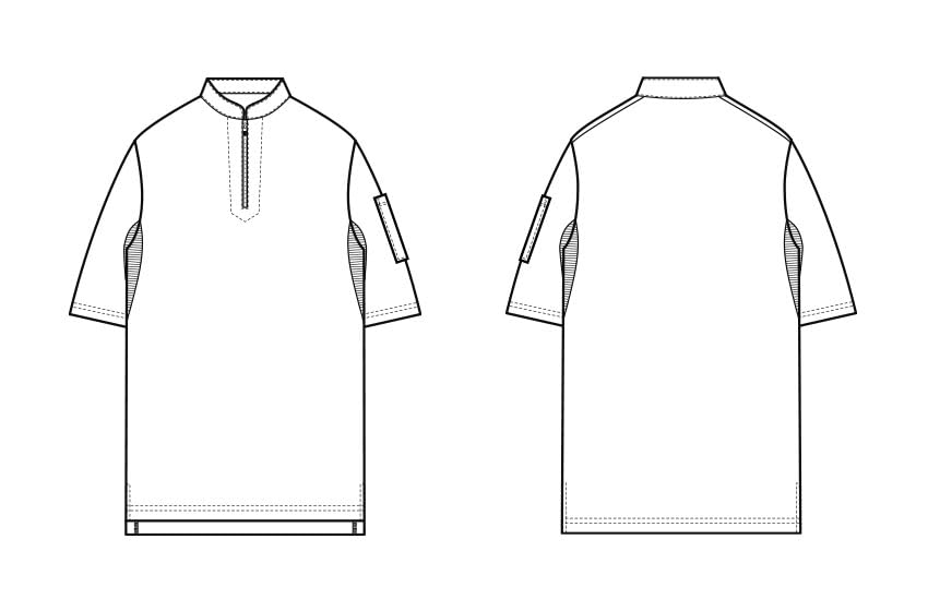 Seven Uniform CU1966-9 Black LL Zip-Up Stand Collar Short Sleeve T-Shirt