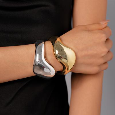 European and American Metal-sensitive Smooth Surface Geometric Irregular Opening Bracelet Personalized Simple Niche Jewelry 