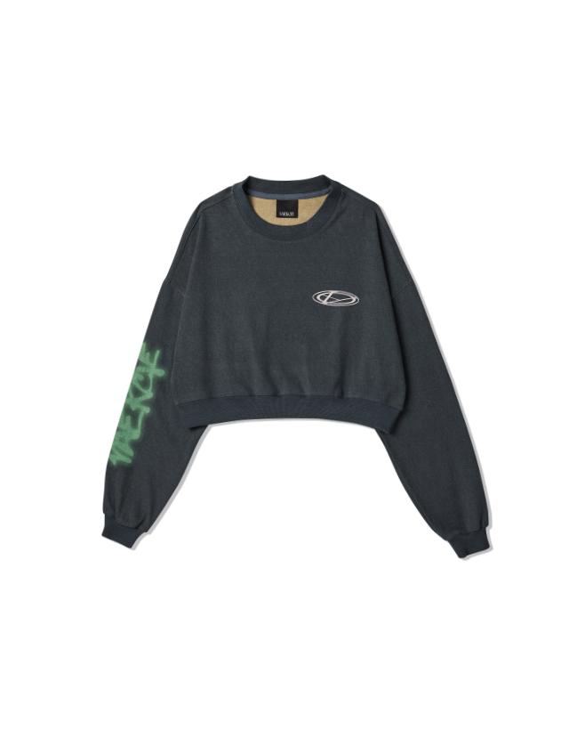 Свитшот с обрезанным рукавом Baekssi Graffiti Crop Sweat_D.Navy Free