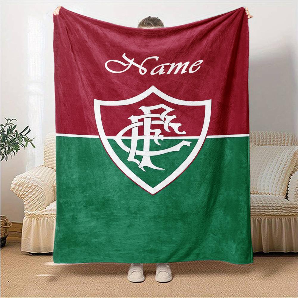 Custom Name Fluminense FC Theme Printed Blanket - Perfect for Couch, Bed, Travel & Outdoor Use | Machine Washable, Cozy & Durable.