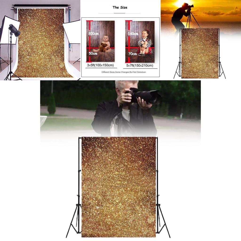 Golden Glitter Wedding Photography Backdrop For Holiday Celebrations