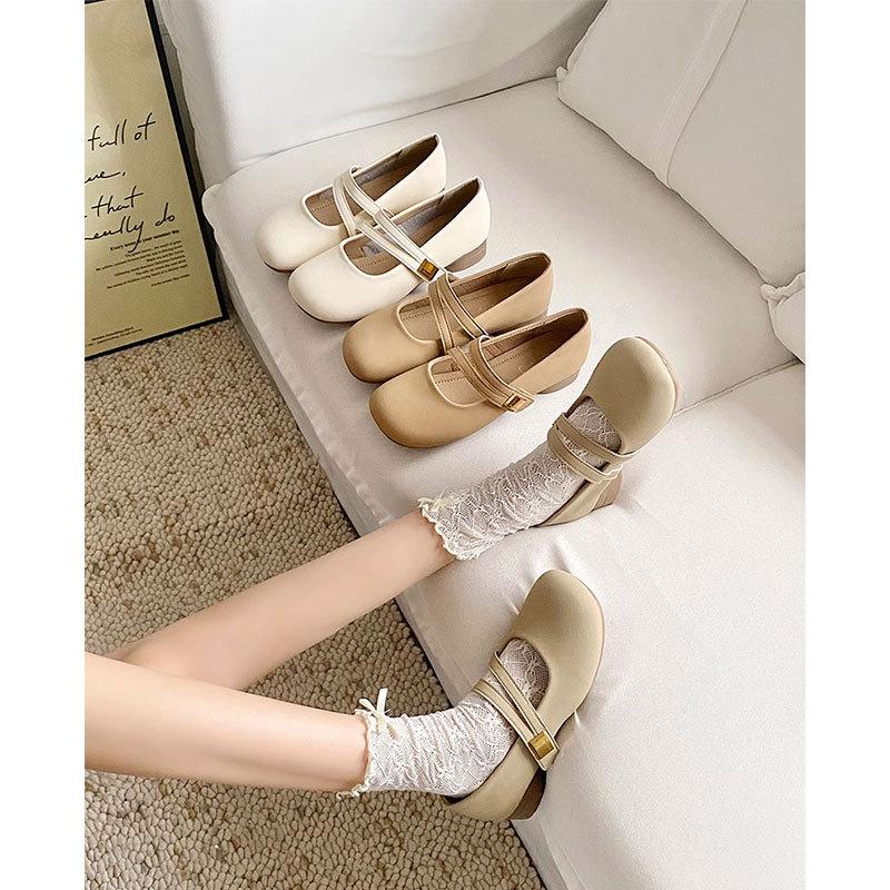 Leather Coarse Heel Versatile Fairy with Skirt Single Shoes Women's Shoes Spring and Summer New Mary Jane Small Leather Shoes