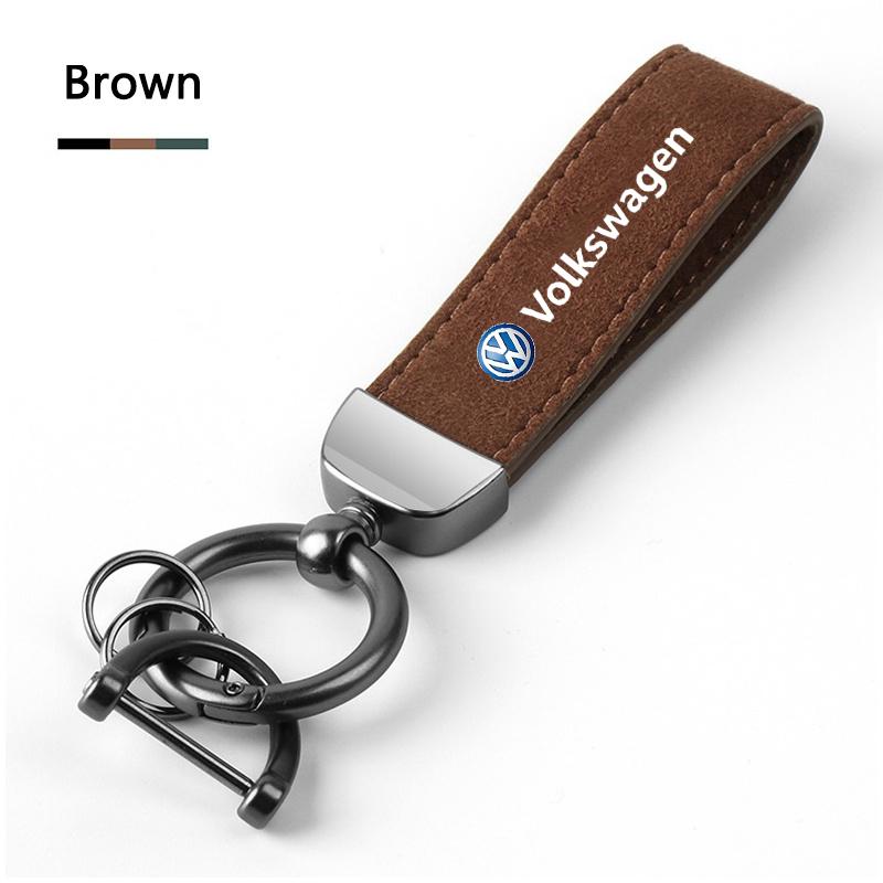 Valve Stems Caps Leather Car Keychain Key Chain Rings Metal Leather For For VW Volkswagen Golf Polo Passat Touran Jetta Car-Styl WR0