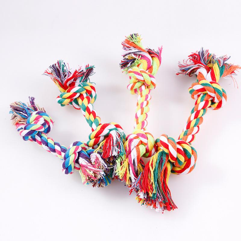 Dog Toys Knot Rope Chew for Small Medium Large Dogs Durable Braided Pets Interactive Funny Teeth Cleaning Supplies 1pc
