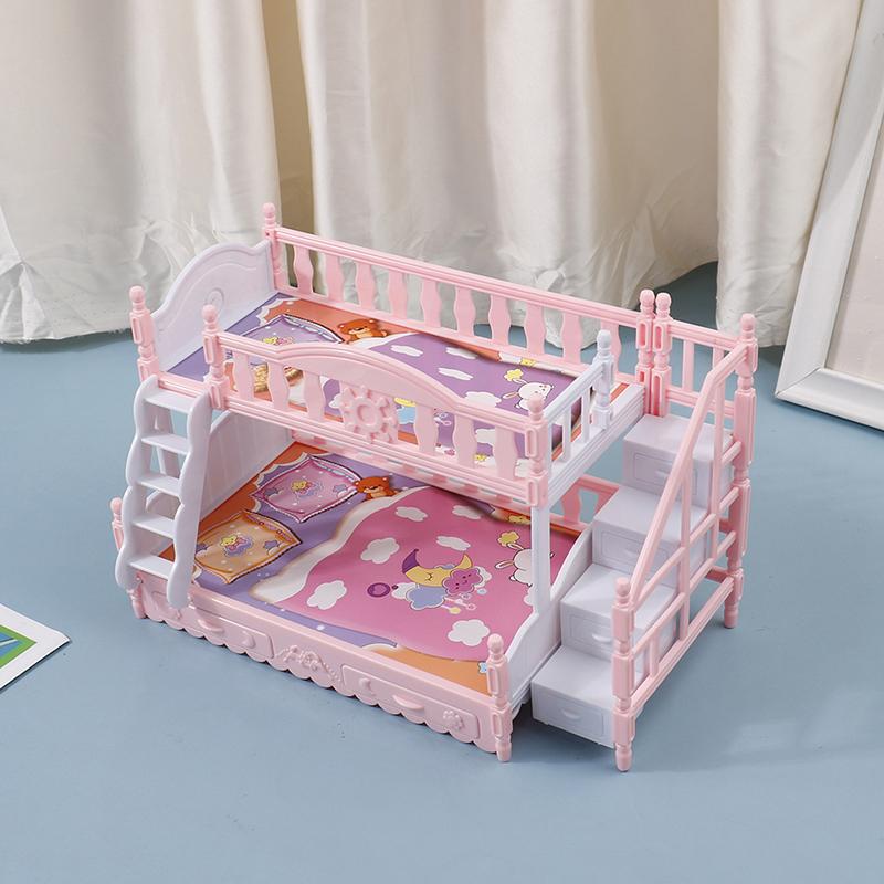 16Cm Doll Bunk Bed Toy Accessories Quilt Pillow House European Princess Bed