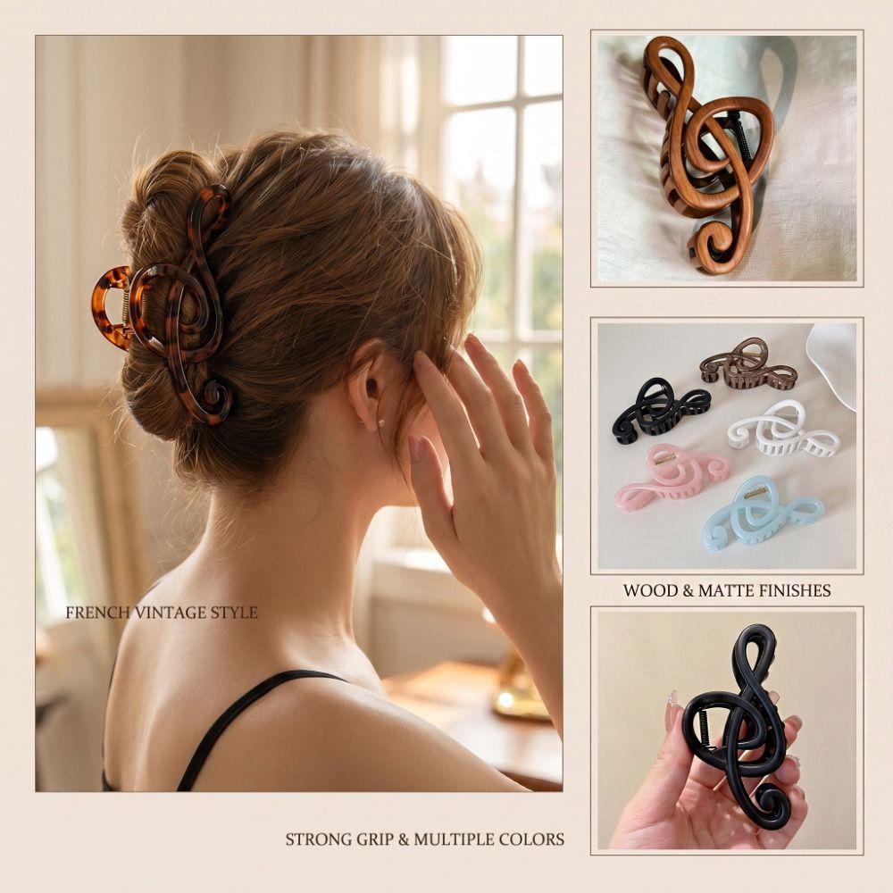 Non-Slip Musical Note Hair Claw Hairpin Large Size Shark Clip Plastic Grab Clip Travel