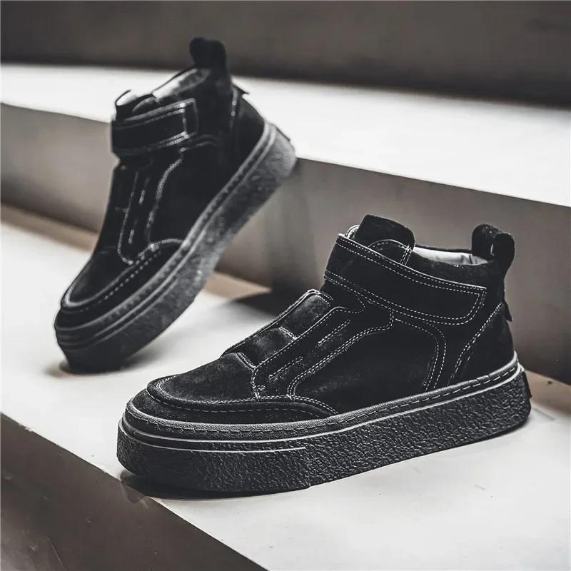 Ankle Boots Suede Designer Shoes for Men 2025 New Vintage Boots Hook & Loop Versatile Luxurymale Casual Sneakers Botines Hombre