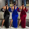 X6652 European & American Fashion Solid Color Women's Bandeau Evening Gown with Gloves