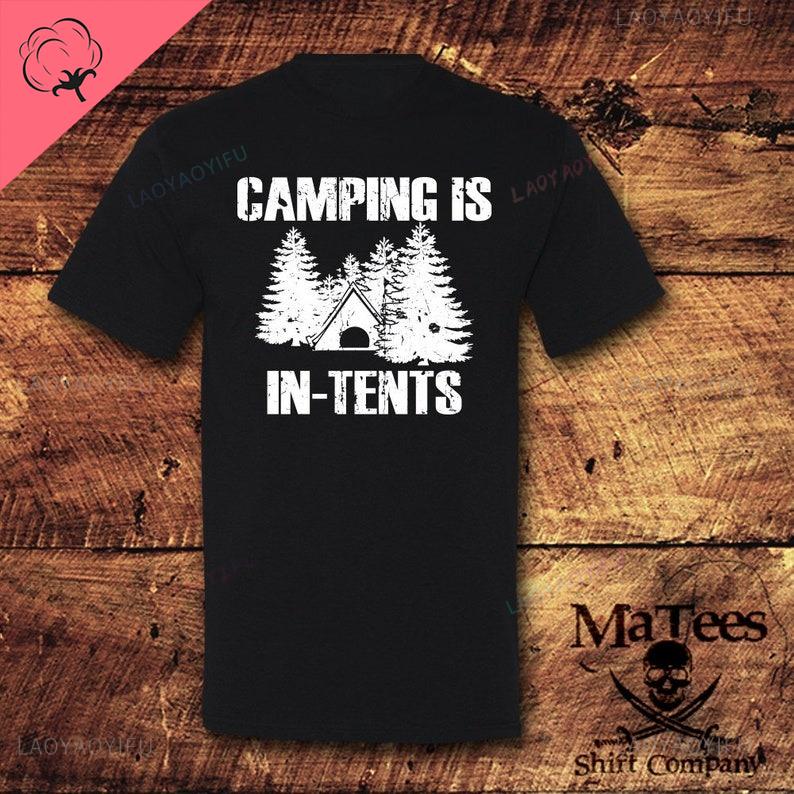Camping Is inTents Men for Female Funny Camping Casual Harajuku Streetwear Aesthetic Loose Oneck Harajuku Printed Tshirt Tops