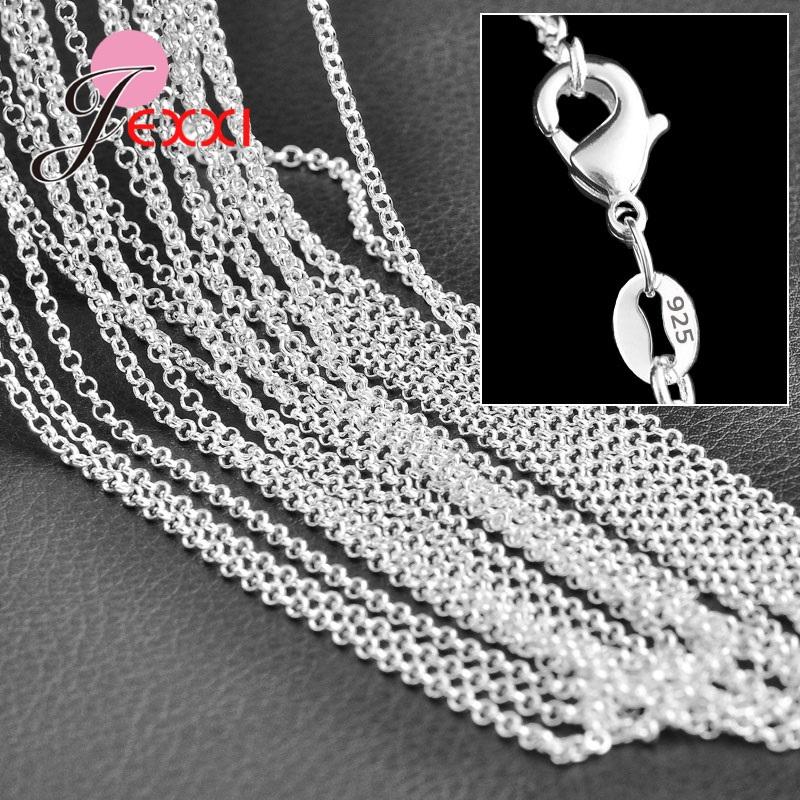 Wholesale 1PC 22 Inches Fine Real Pure 925 Sterling Silver Unisex Jewelry Necklace Chains With Lobster Clasps