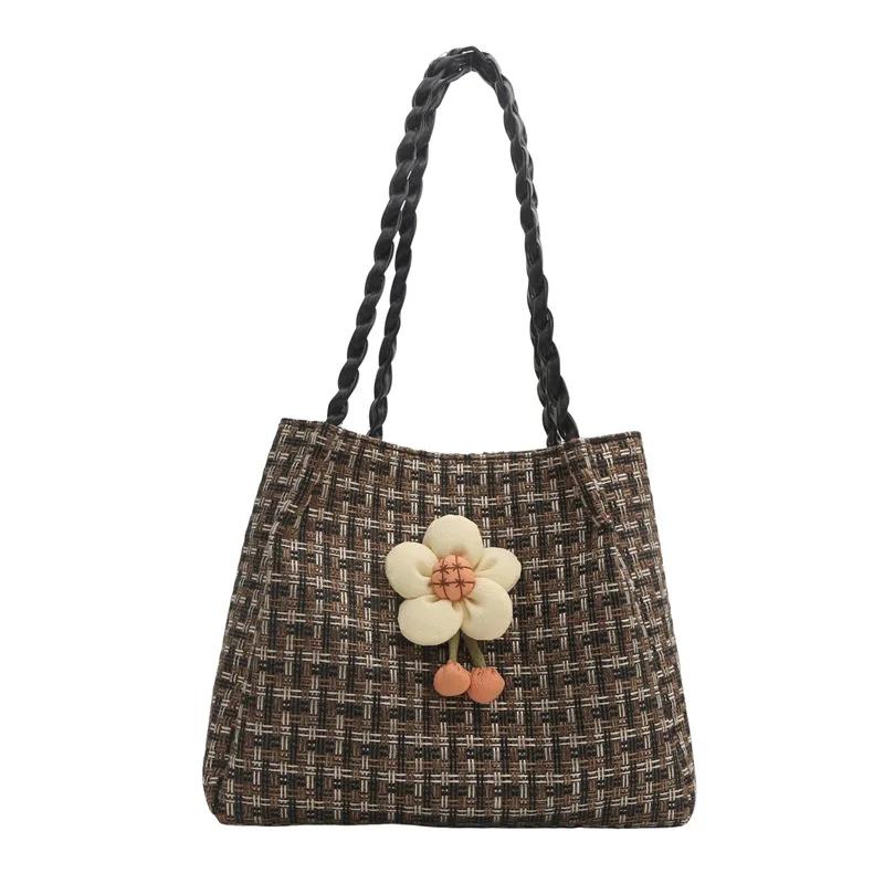 Small Fresh Floral Fabric Bag for Women Large Capacity New Fashion Summer Portable Shoulder Commuter Bag