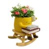 DYS Rocking Chair Plant Pot, Cute Smiling Face Planter, Resin Flowerpot with Drainage Hole for Succulents Indoor Plants