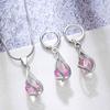 Womens Zircon Crystal Jewelry Set Vintage Rotating Teardrop Necklace Earrings Boho Chic Accessory