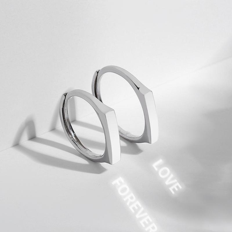 Stylish Sterling Silver Couple Rings Adornment Stylish Message Projection Rings Adjustable Rings In Sterling Silver