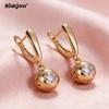 SIMJOO Rose Gold Color Fashionable Geometric Shape Noble Women's Stone Earrings Pendants