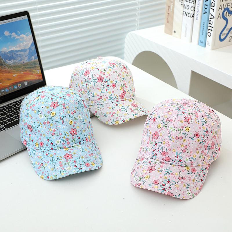 Baby Girls Baseball Summer School Cartoon Flowers Children Outdoor Kids Caps for 2-8Years Adjustable Sports Hats Cotton