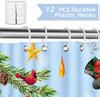 Christmas Shower Curtain Santa Claus Hoho Snowman Reindeer Snowflake Winter Holiday Decorative Bath Curtain Polyester Fabric