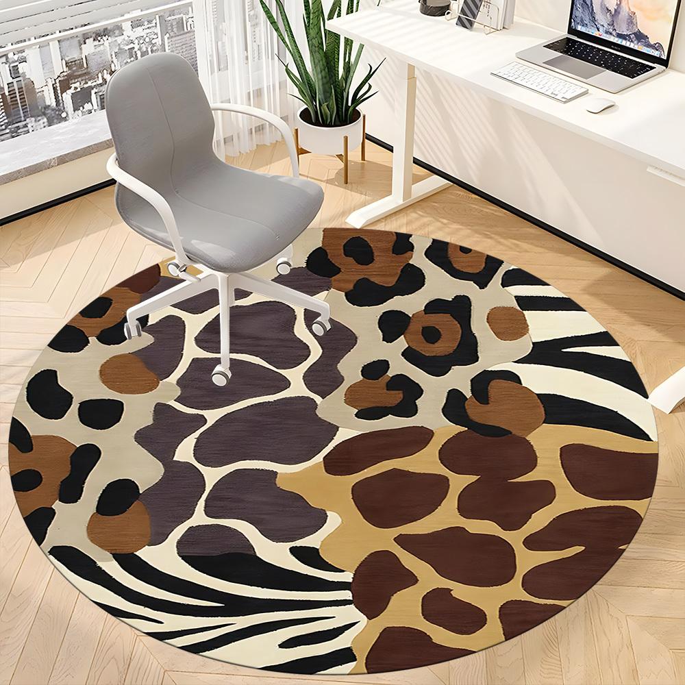 1pc Leopard Print Chair Carpet for Office, Soft Flannel Throw Mat, Perfect for Office, Holiday Party Decoration Choice yy260209046