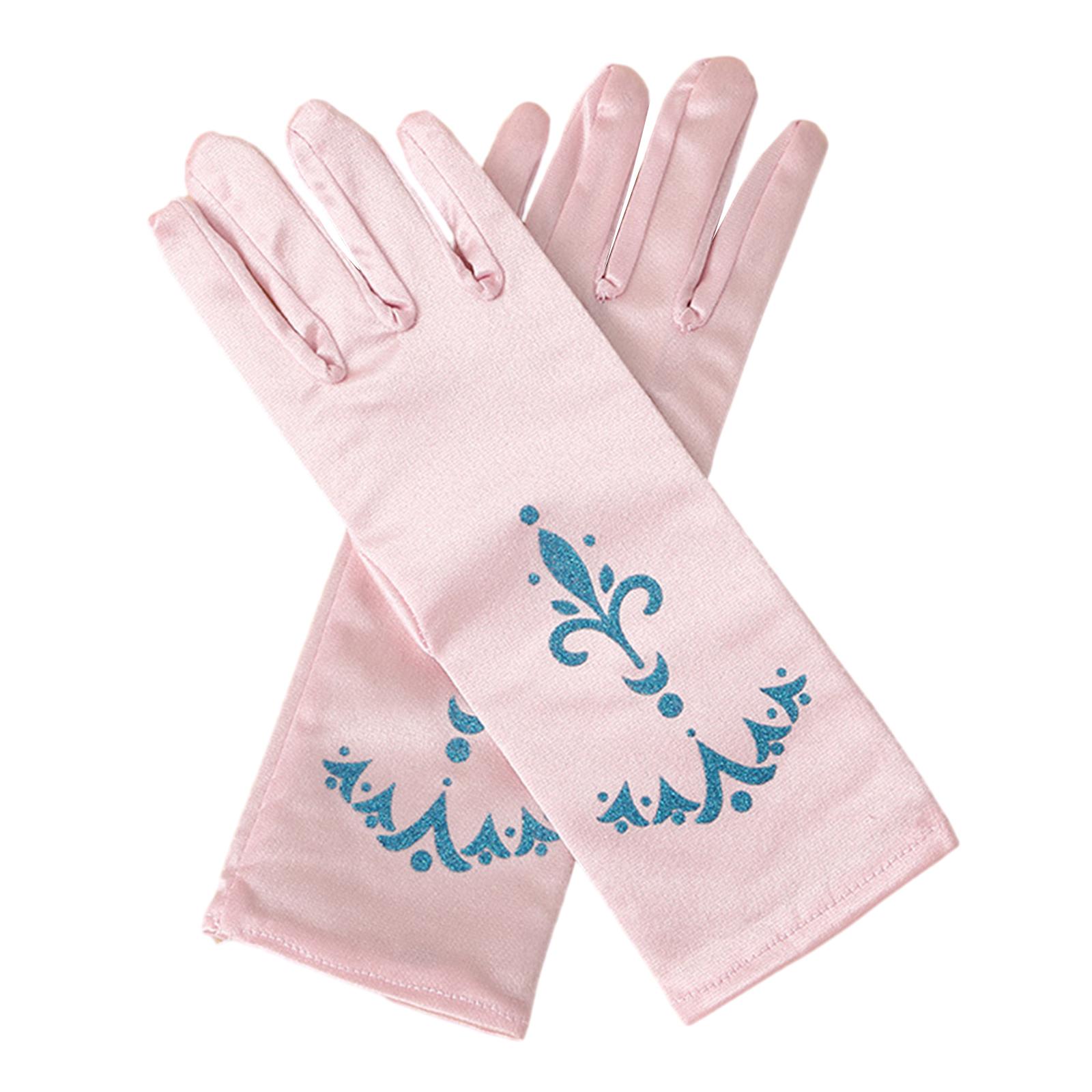 

Детские длинные атласные перчатки «Ледяная принцесса», с принтом из пайеток, перчатки для костюма Снежной королевы, однотонные, для косплея, для выступлений розовый