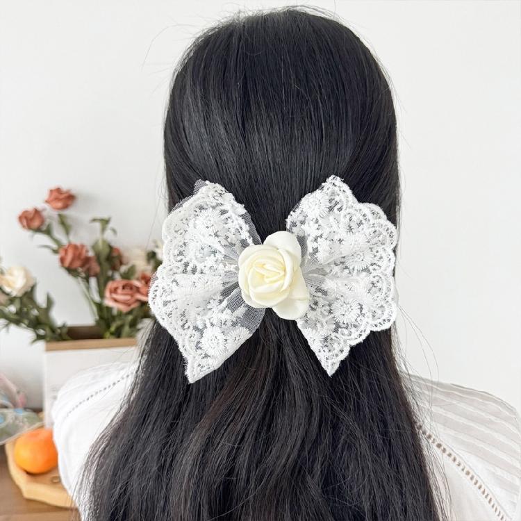 Summer Spring Flower&Lace Bowknot Hairpin for Woman Ponytail Braids Hair Clip