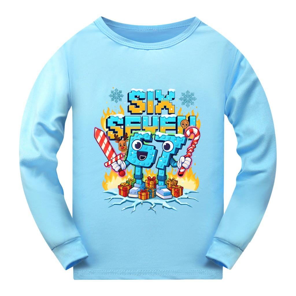 5193 Kinder Jungen Mädchen Steal a Brainrot 67 Six Seven Print Langarm T-Shirt