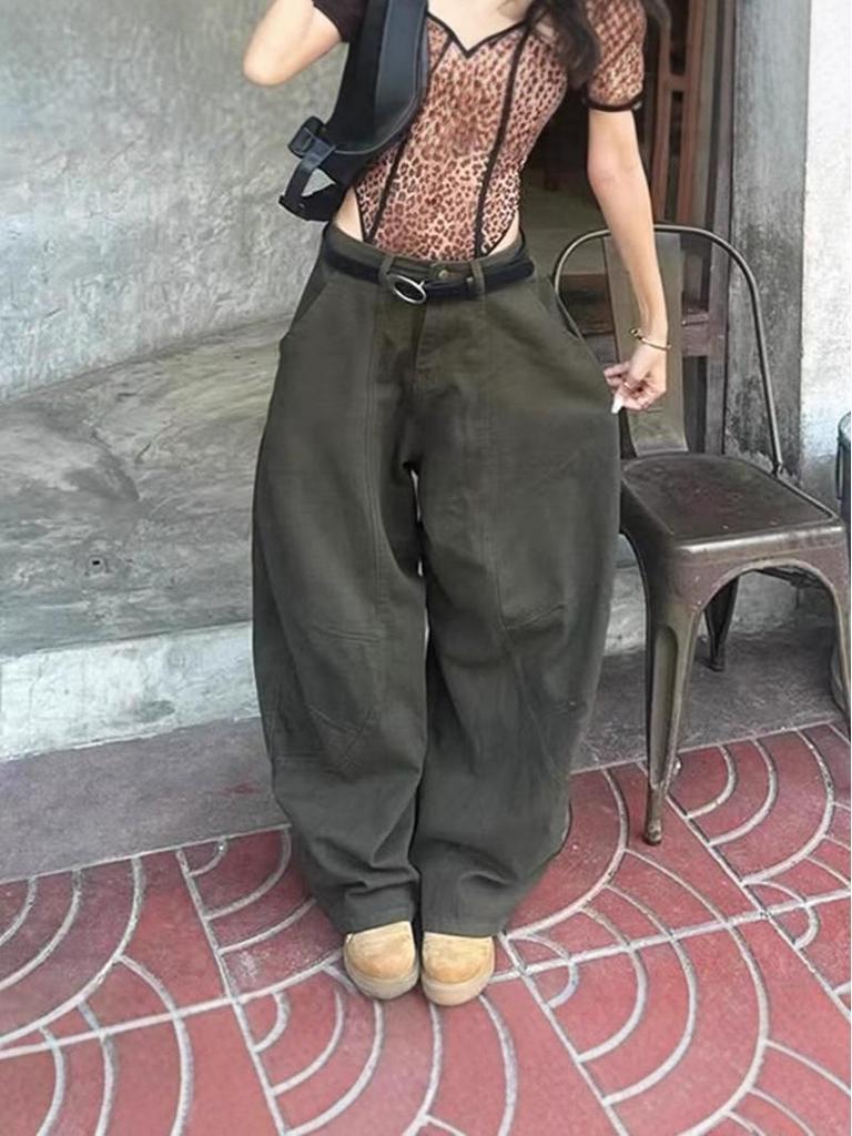 2025 Chic Street Style: Loose Wide-Leg Spliced Denim Pants