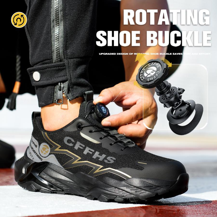 Rotating Button Security Shoes Men Boots Work Sneakers Steel Toe Shoes Puncture-Proof Work Shoes Safety Boots Protection Shoes