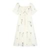 Plus Size French Retro Embroidered Lace V-neck Dress for Women - Slimming Waist Style