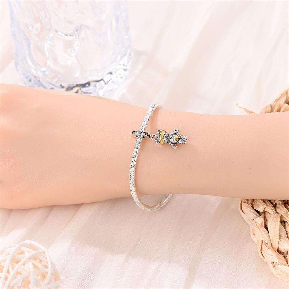 Special Copper Space Travel Love Star Machine Bear Charm Fit Bracelet Women'S Travel Jewelry Accessories