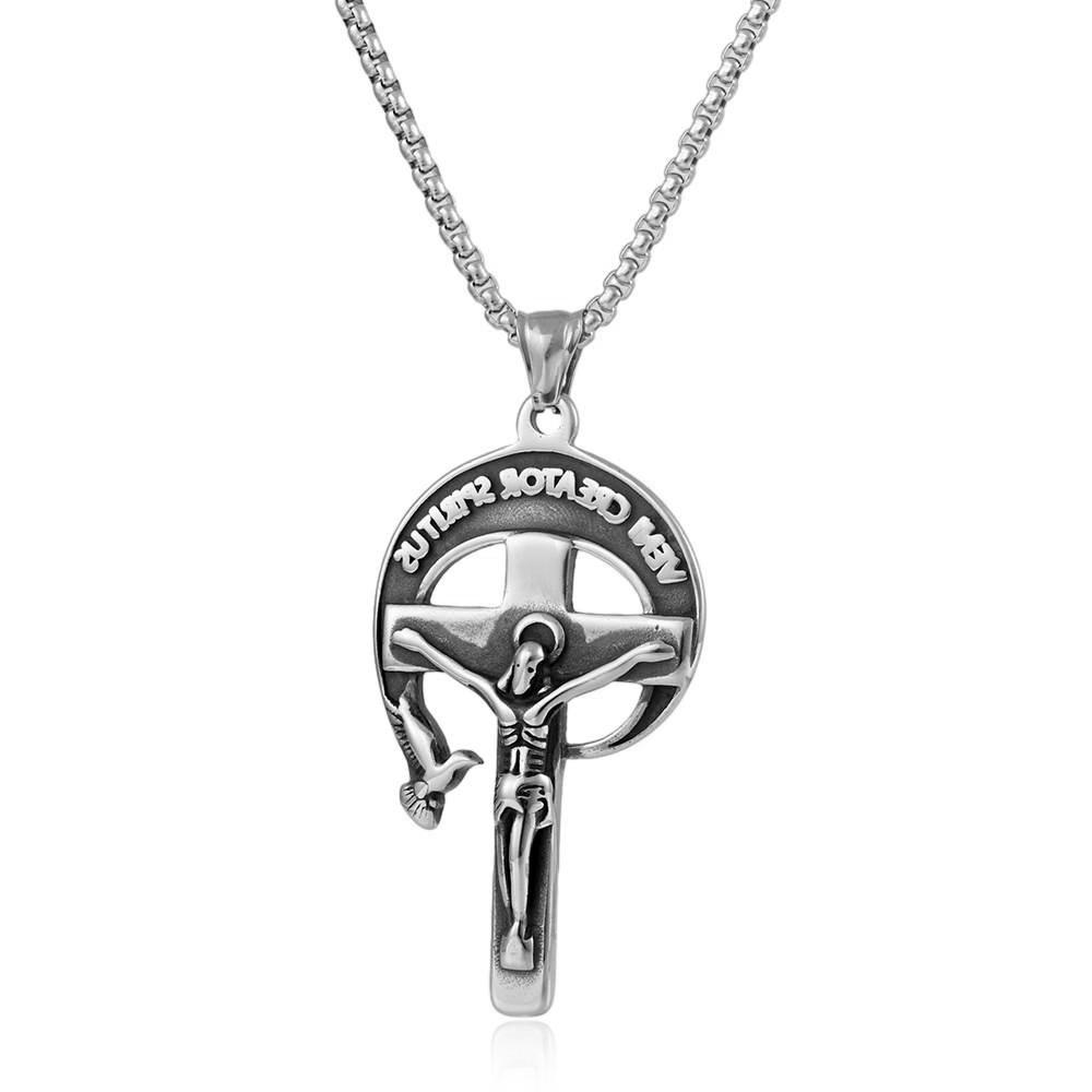 European and American Jewelry Cross-shaped Pendant Personalized Retro Trendy Male Cross Portrait Pendant 2026 60CM