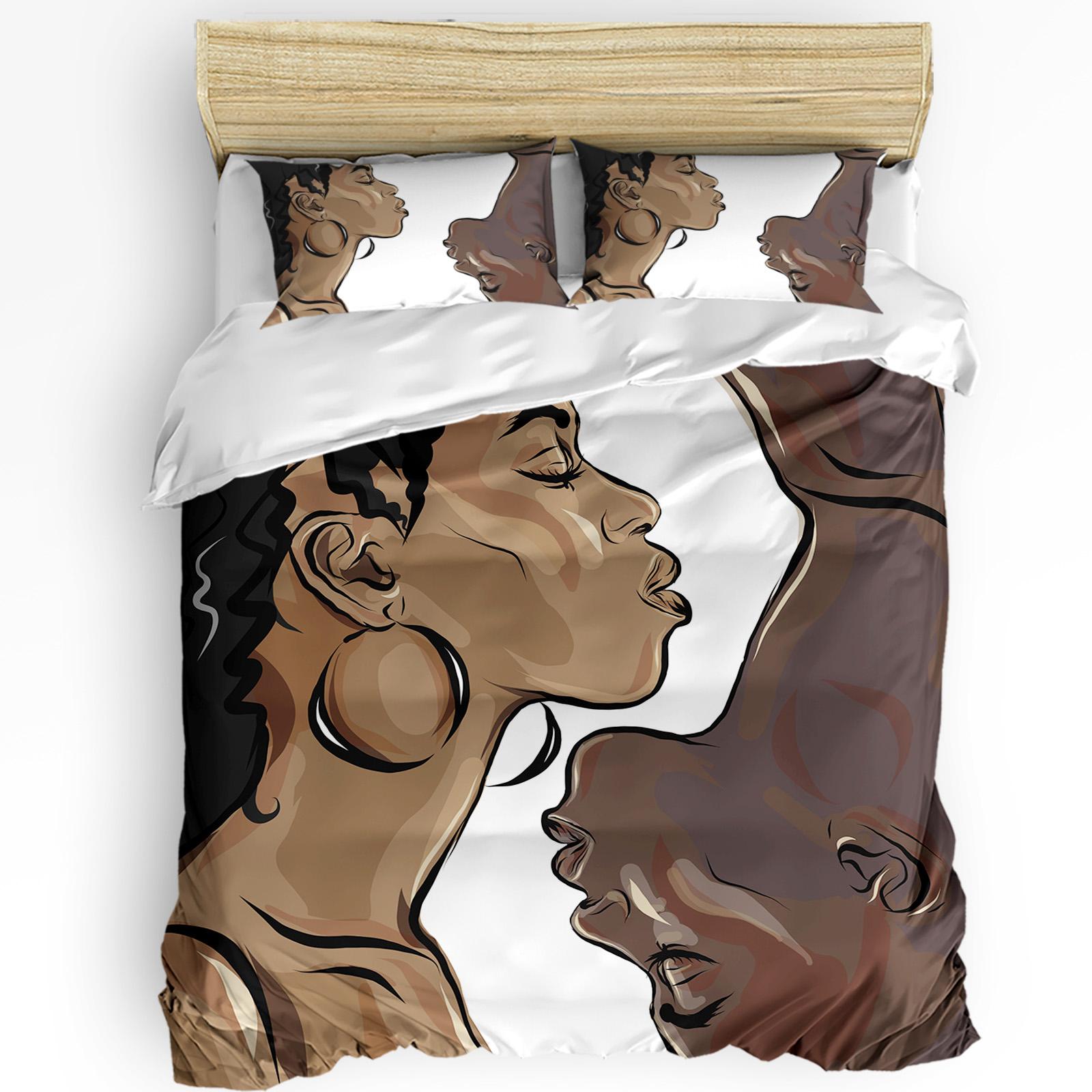 

Африканская Женщина Мужчины Пододеяльник Кровать Постельное Белье Набор Для Двуспальной Кровати Домашний Текстиль Покрывало Наволочки Комплект Постельного Белья для Спальни (Нет листа) EU single(135x200cm)