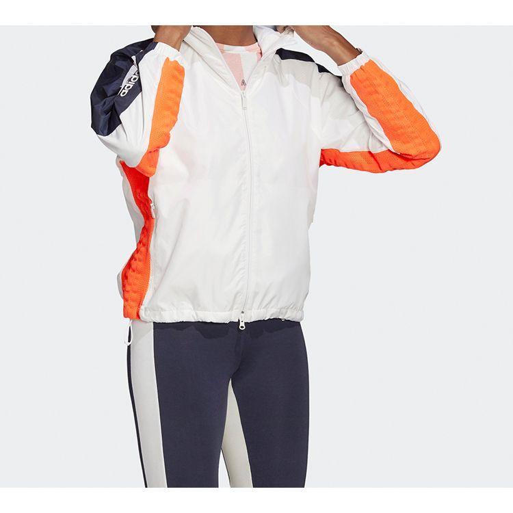 Adidas Hooded Spliced Woven Fleece Jacket Women Jackets White FI6732