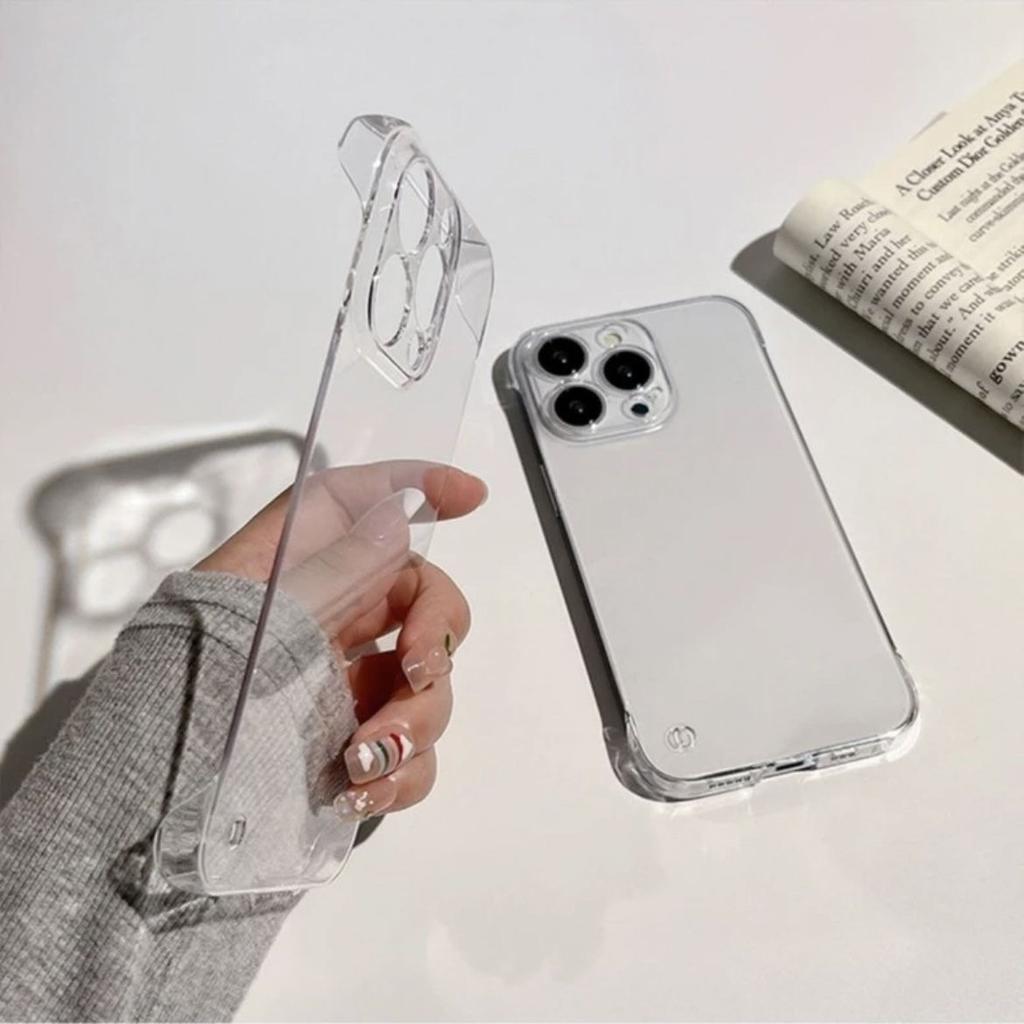 Clear Frameless Hard PC Case for iPhone 16 15 13 12 11 14 Pro MAX  Slim Shockproof Transparent Cover