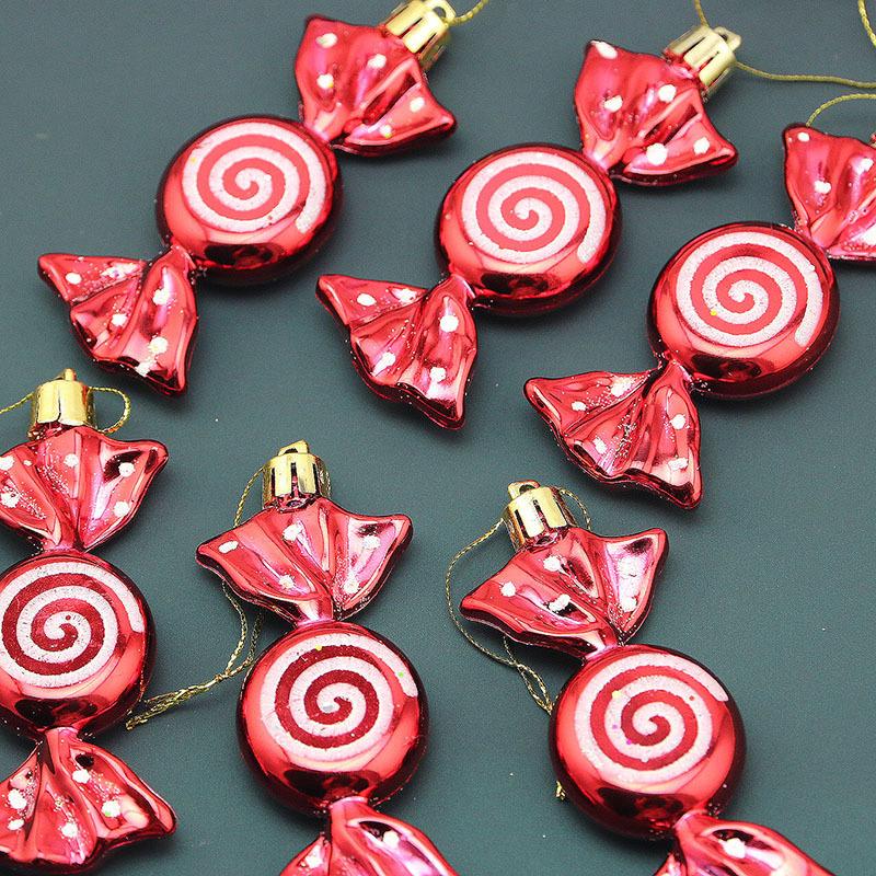 (6 Pcs/pack))9.5cm Christmas Candy Pendant Flat Sugar Pendant Xmas Tree Decoration New Year Children's Gift Home 2026 Navidad