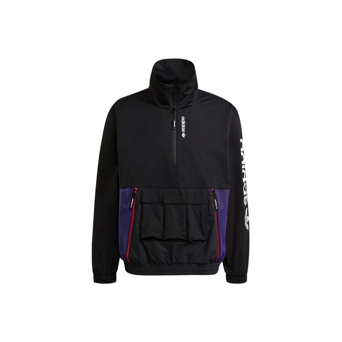 Adidas Originals Trefoil G Outd Wb Спортивная куртка для скалолазания с полумолнией и воротником-стойкой Мужская верхняя одежда Черный H09356 S