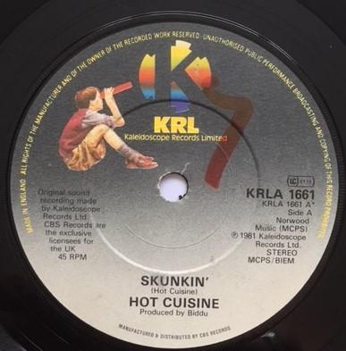 

7inch Record HOT CUISINE Skunkin KRLA1661 Kaleidoscope Re 1981 UK Jazz Used