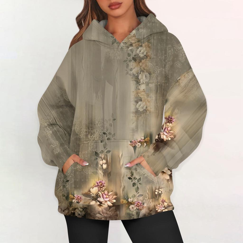 Hanorace largi pentru femei, hanorace din fleece, pulovere cu mânecă lungă, ținute cu buzunar