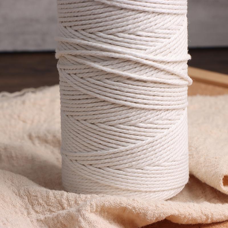 Coarda de bumbac 2Mm * 200M Coarda de bumbac alb Pachet albit Pachet frânghie răsucită poate fi vopsită Tapiserie frânghie bricolaj