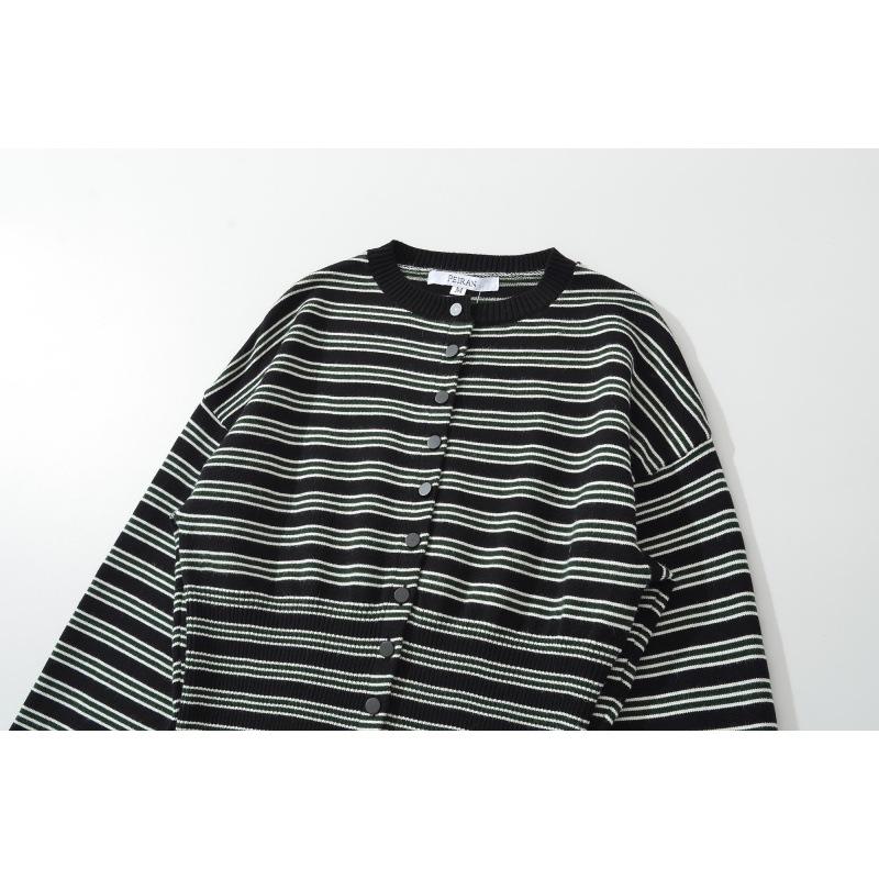 European & American Style 2025 Striped Cardigan Sweater & Shorts Set