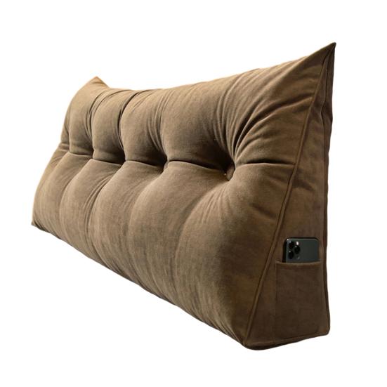 Headboard Triangular Pillow Headboard Wedge Cushion with Removable Cover Daybed Bolster Pillow with Side Pocket for Bed Reading Working