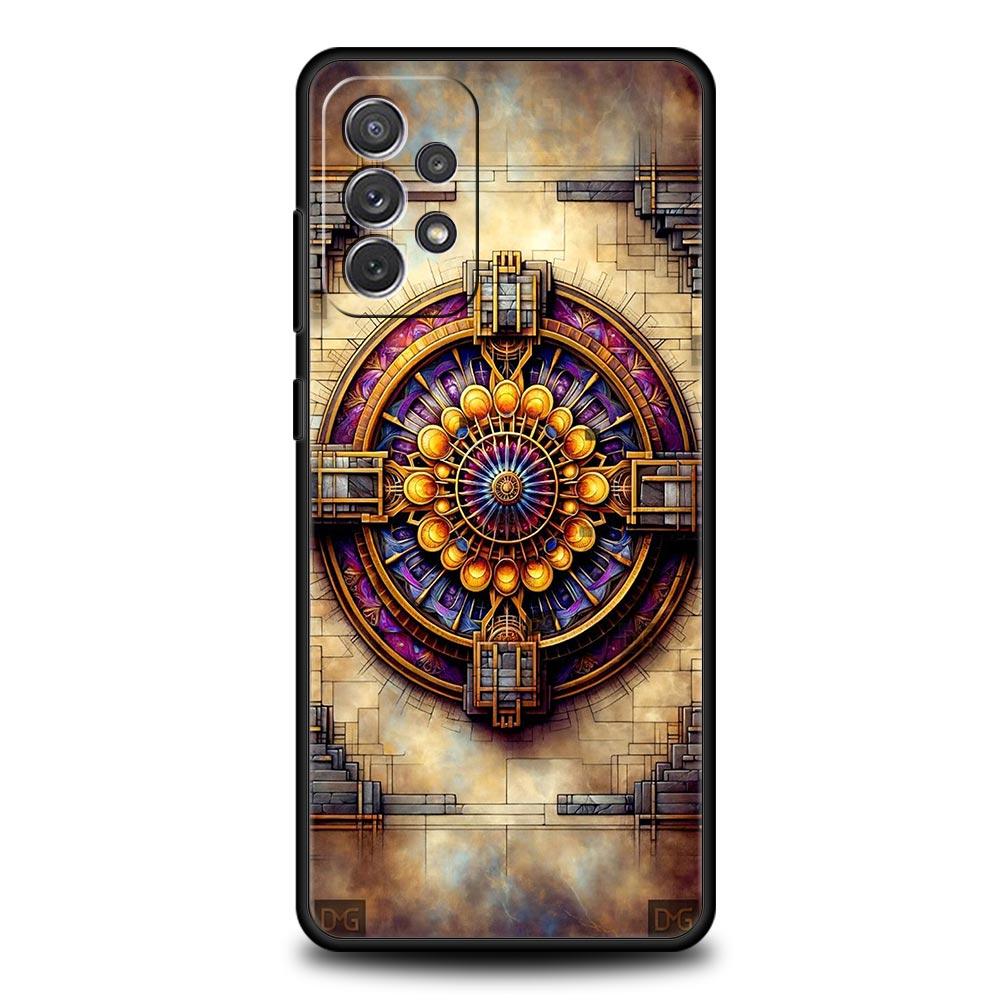 Retro Circular Totem Design Phone Case for Samsung Galaxy A55 A35 A17 A07 A15 A13 A25 A51 A71 A72 A73 A32 A52 A52S A41 Soft TPU