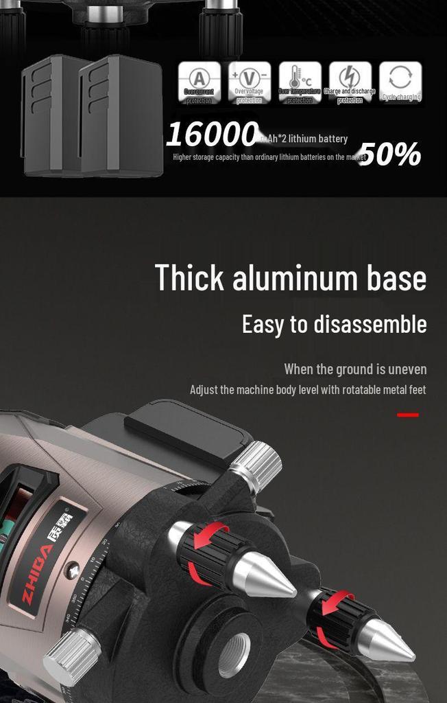 High-Precision Automatic Laser Level Tool with Green & Blue Light, 5-Line Infrared, Outdoor Use