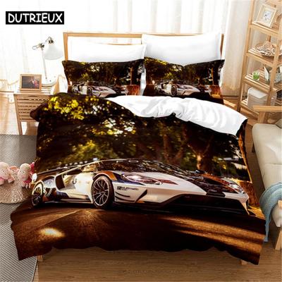 3 - Piece 3D Printed Luxury Sports Car Duvet Cover Set - High Quality For Adults & Boys' Double Queen & King Beds