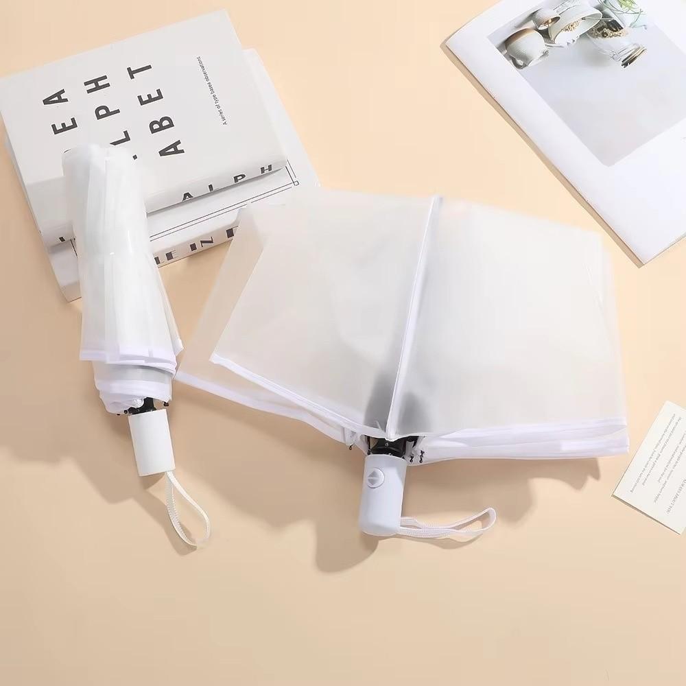 Matte Folding Umbrella Eco-friendly Automatic Umbrella Frosted Transparent Umbrella Daily Commute