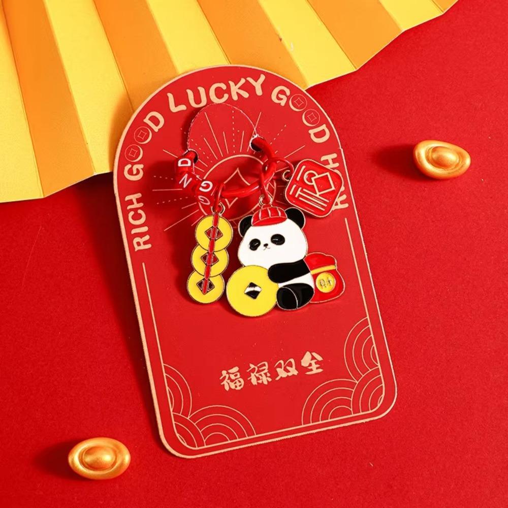 Chinese New Year Key Chain Panda Cartoon Key Ring Bag Decoration Metal Keychain  Children