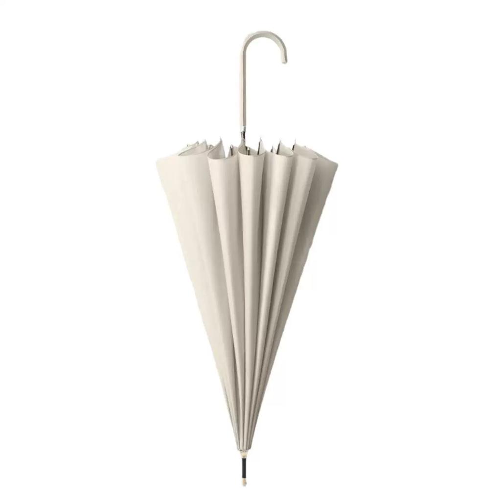 Modern Minimalist Curved Hook Handle 16-Rib Long Handle Fresh Style Umbrella, High Aesthetic Large Sun Protection Wind-Resistant Automatic Umbrella