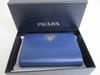 Authentic PRADA Saffiano Blue Leather Bifold Wallet Compact Wallet #8777  Open Box
