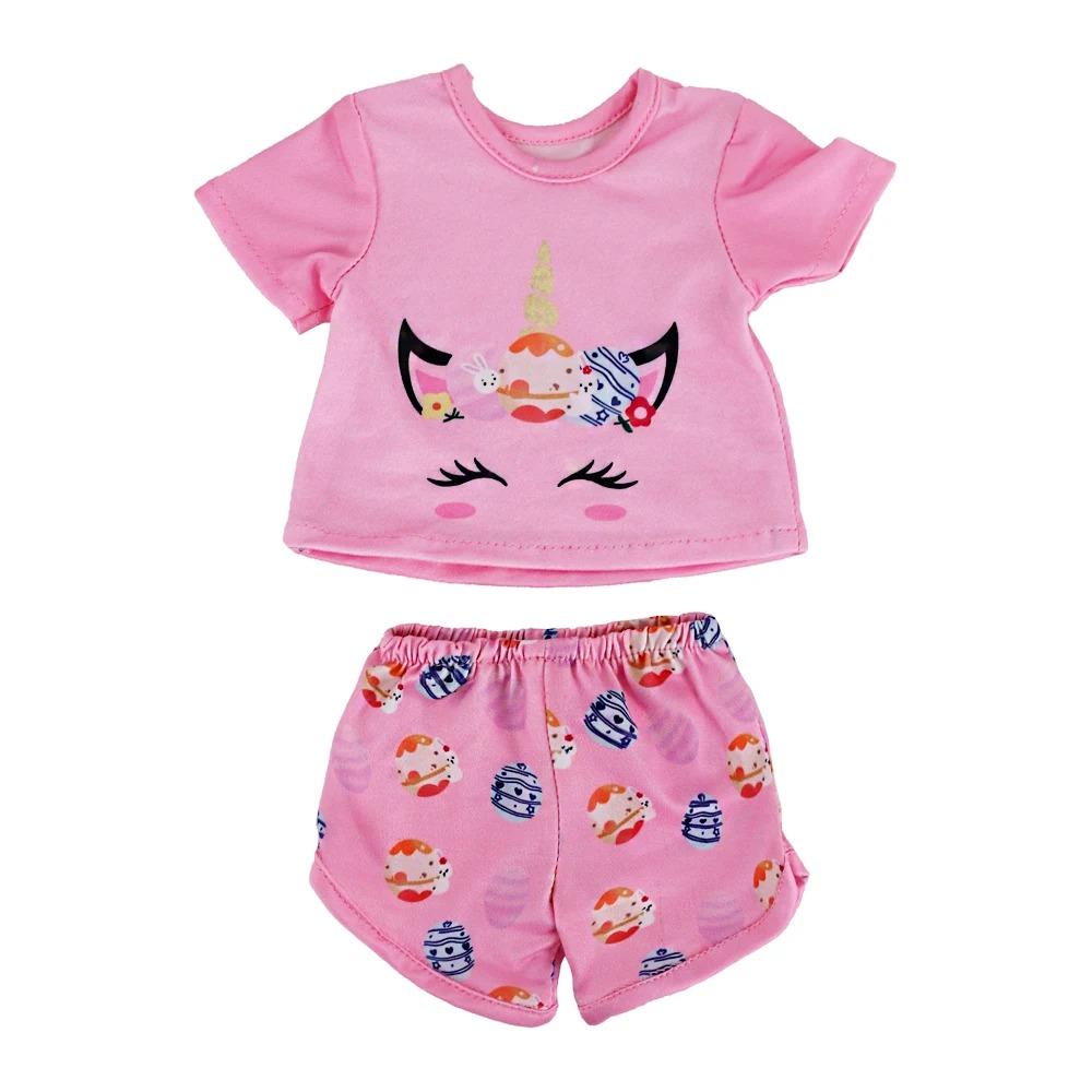 Doll Clothes Pink Skirt Flamingo Bkini,Bunny Hairpin,Shoes For 18Inch American Toy&43cm Baby Doll Accessories Birthday Gift